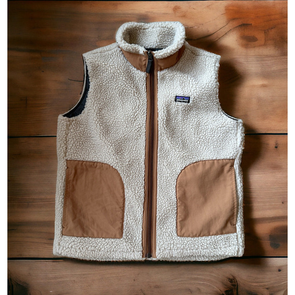 Patagonia Other - Patagonia Retro-X Fleece Vest Sherpa Deep Pile Tan Brown Unisex Youth Size XL 14